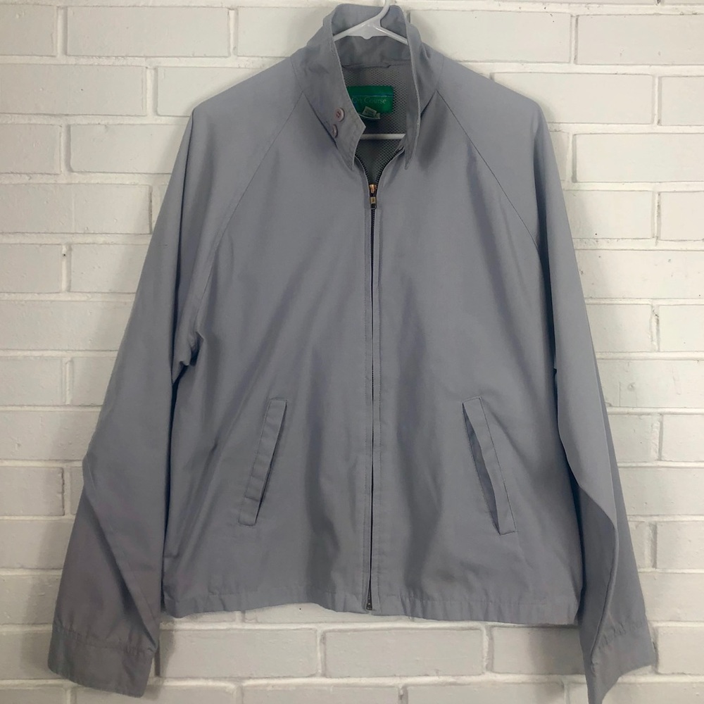 Vintage Old School Gray Zip Up Wind Breaker Sz L
